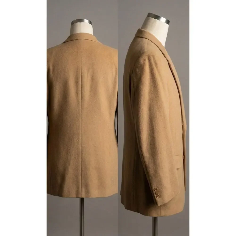 Bill Blass 100% Camel Hair Sport Coat Blazer Mens Tan Beige Vintage